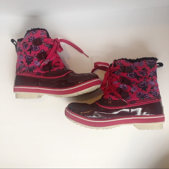 SOREL Tivoli Pink Carnation Floral Winter Boots - Picture 3 of 8